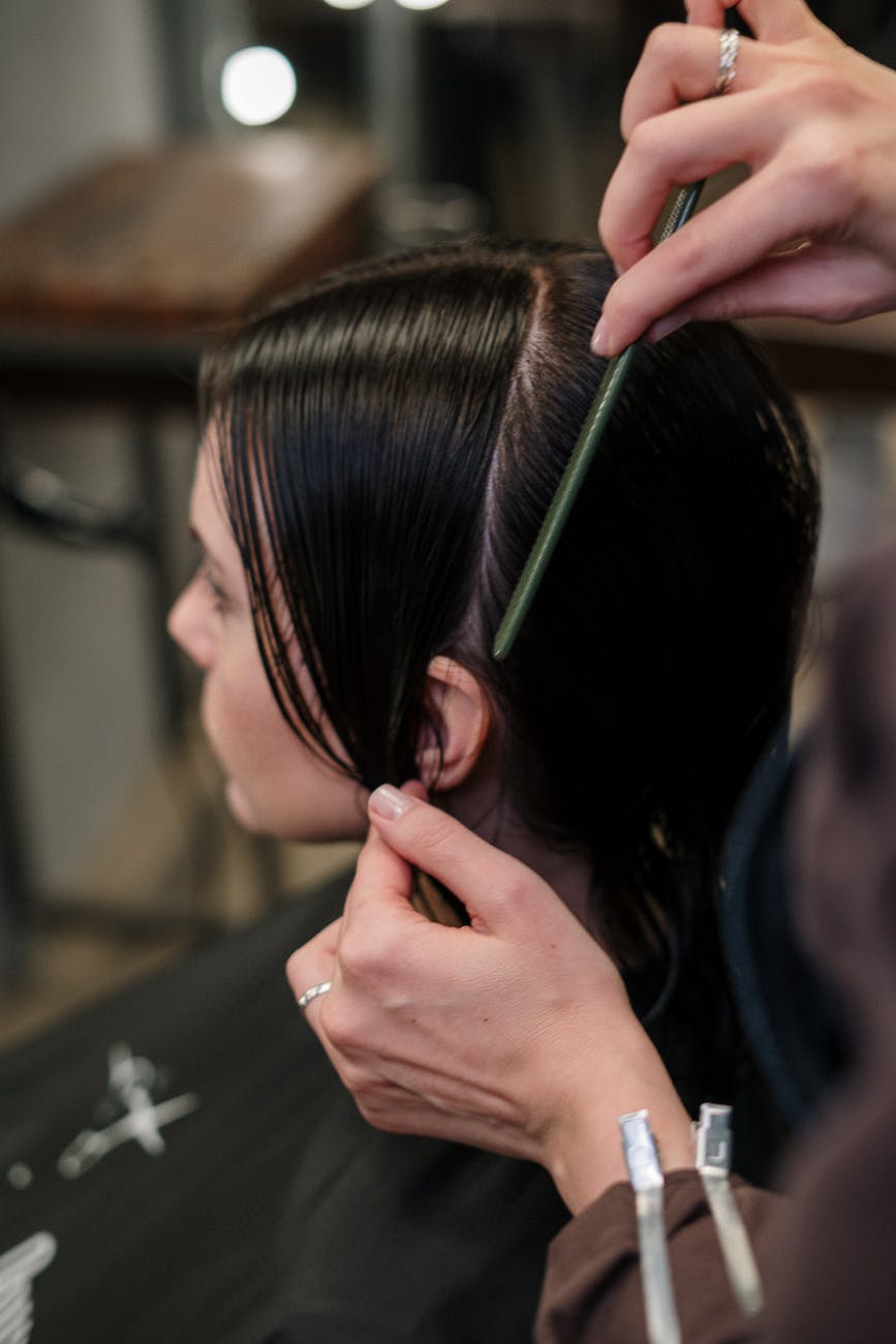 woman having a haircut